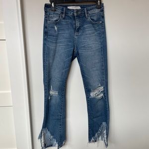Hidden Jeans- Distressed Chew Hem Straight Leg Jean